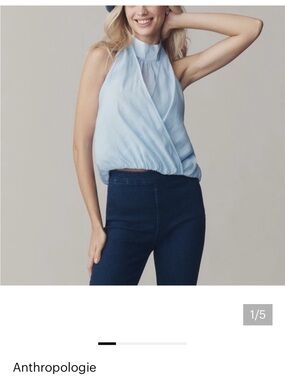 Anthropologie NWT Pale Blue Halter Wrap Blouse